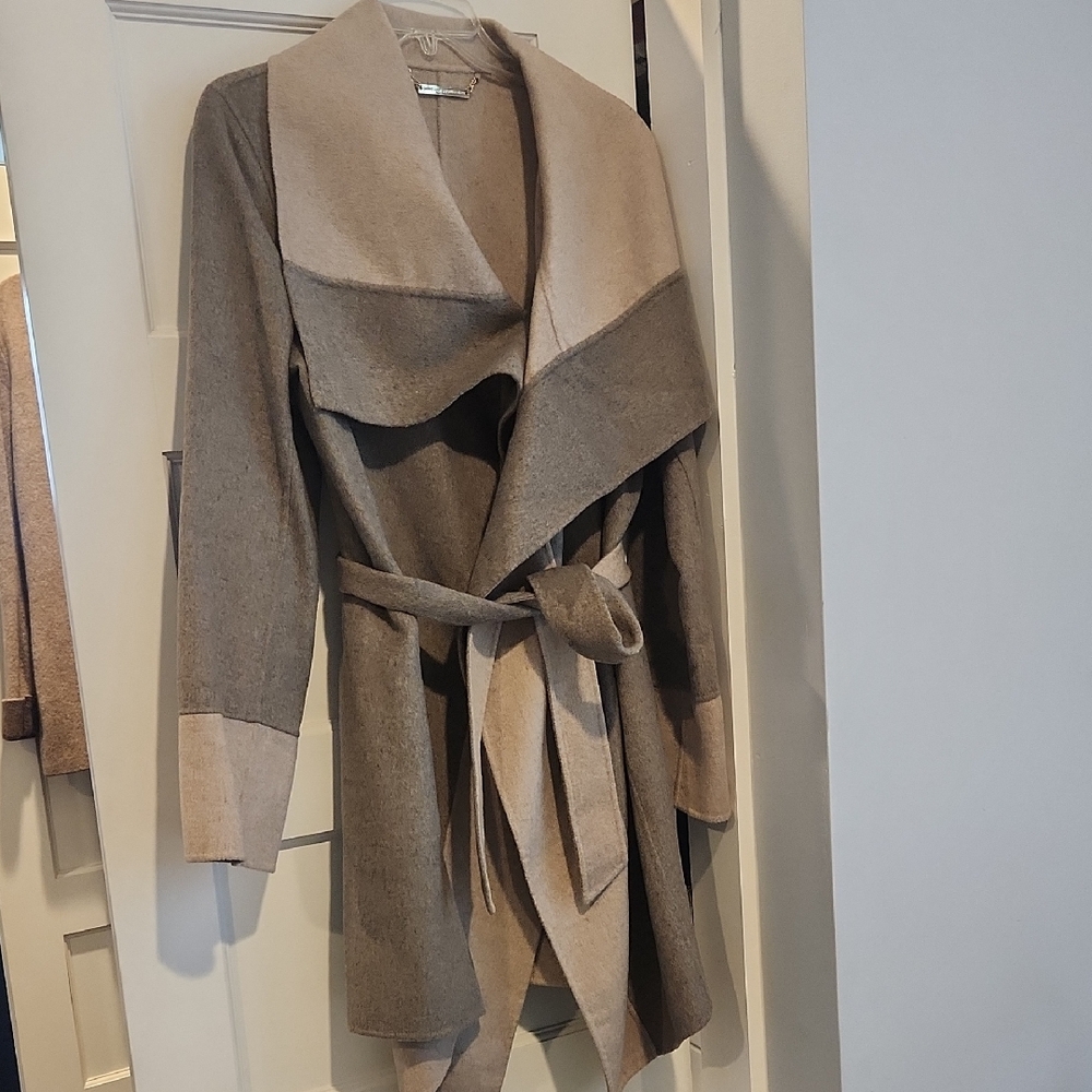 Diane Von Furstenberg Beige Wool Coat Reversable Sz M